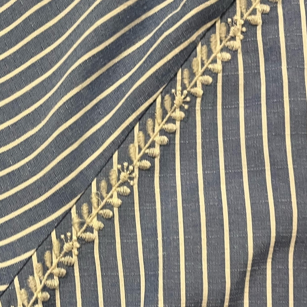 Billy T Blue Striped Embroidered Peasant Blouse Boho Coastal Cottagecore SP - Picture 4 of 5
